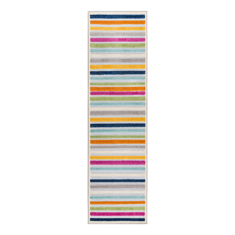 Tapis rayé gris / bleu intérieur / extérieur, Tapis de couloir 2 pi x 8 pi