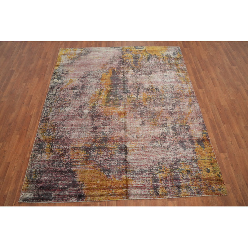 Tapis abstrait chaud 7 x 8 pour maisons contemporaines