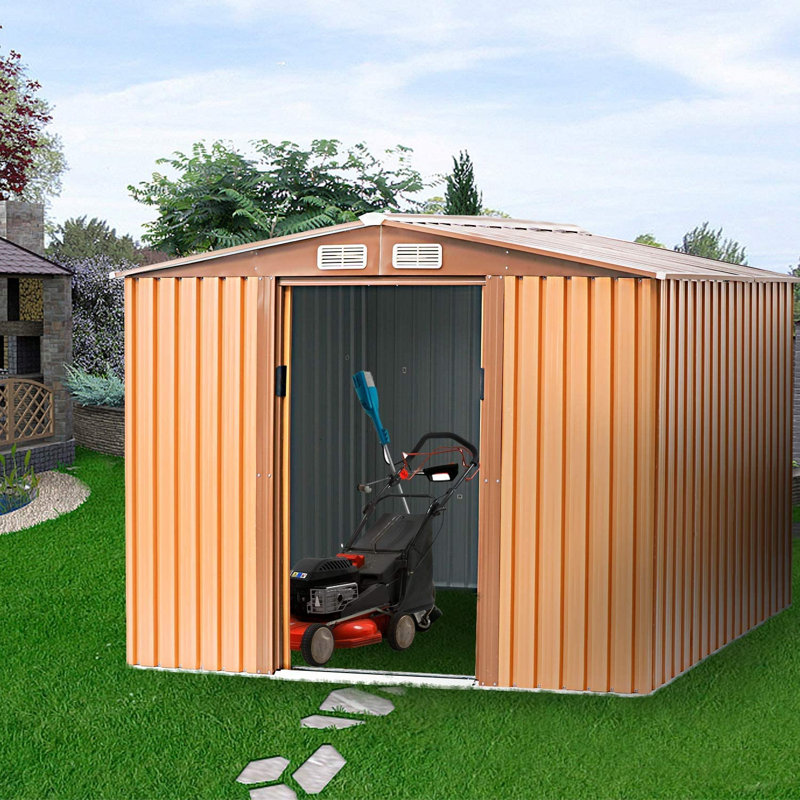 8 ft. W x 6 ft. D Metal Storage Shed, Yellow