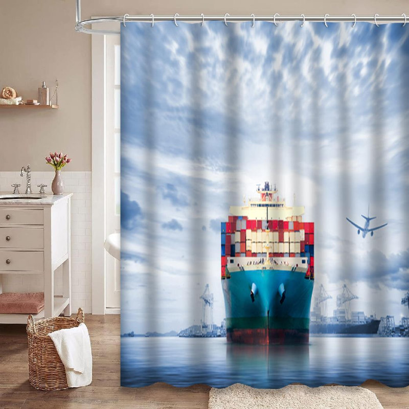 Rideau de douche avec 12 crochets Ocean Twilight Sky, L 72 po x l 84 po
