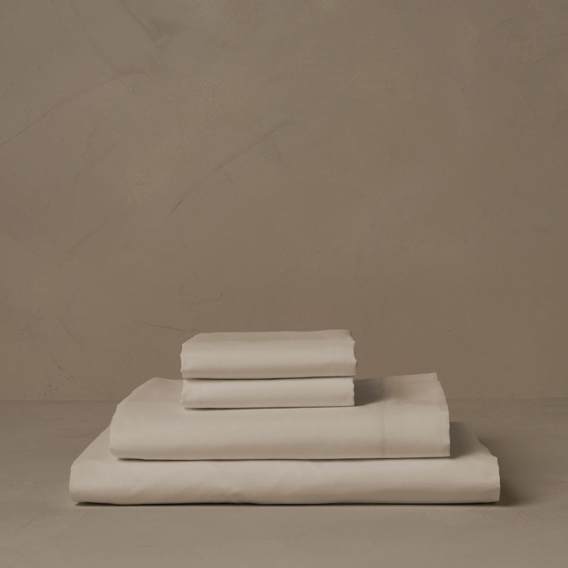 Americano Percale Sheet Set, Ivory, King Sheet Set with 2 Standard Pillowcases