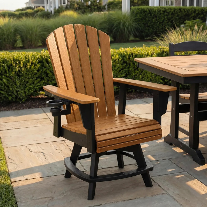 Chaise pivotante Featherstone Adirondack, noire, Noir/naturel