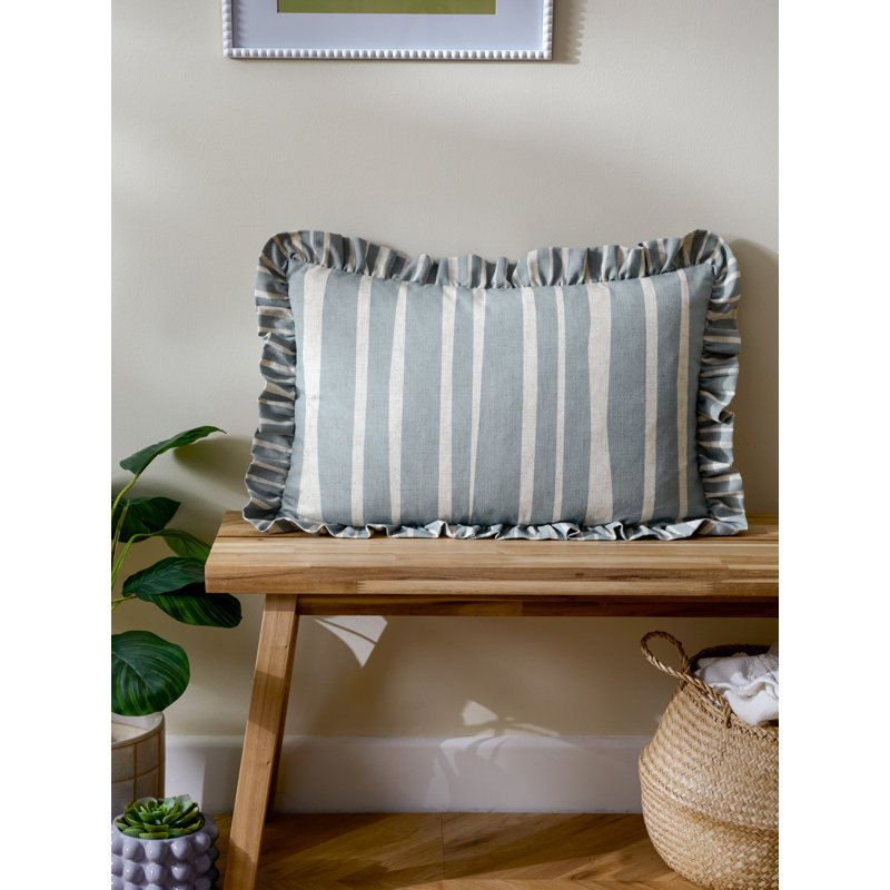 Carmon Stripe Striped Rectangular Cushion, Blue