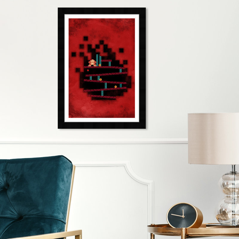 Nostalgic Arcade Game Red and Black Framed Wall Art