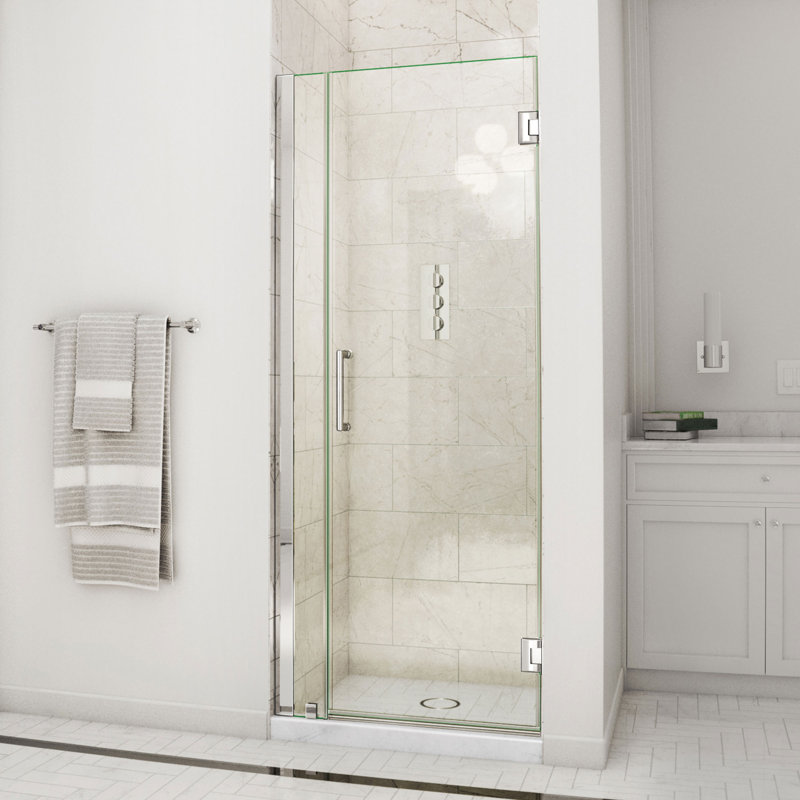 DreamLine Unidoor 29 - 30 inch W x 72 inch H Frameless Hinged Shower Door in Chrome, Chrome, 30"