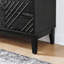 Meuble télé Mid-Century moderne à motif géométrique, tablettes réglables, noir