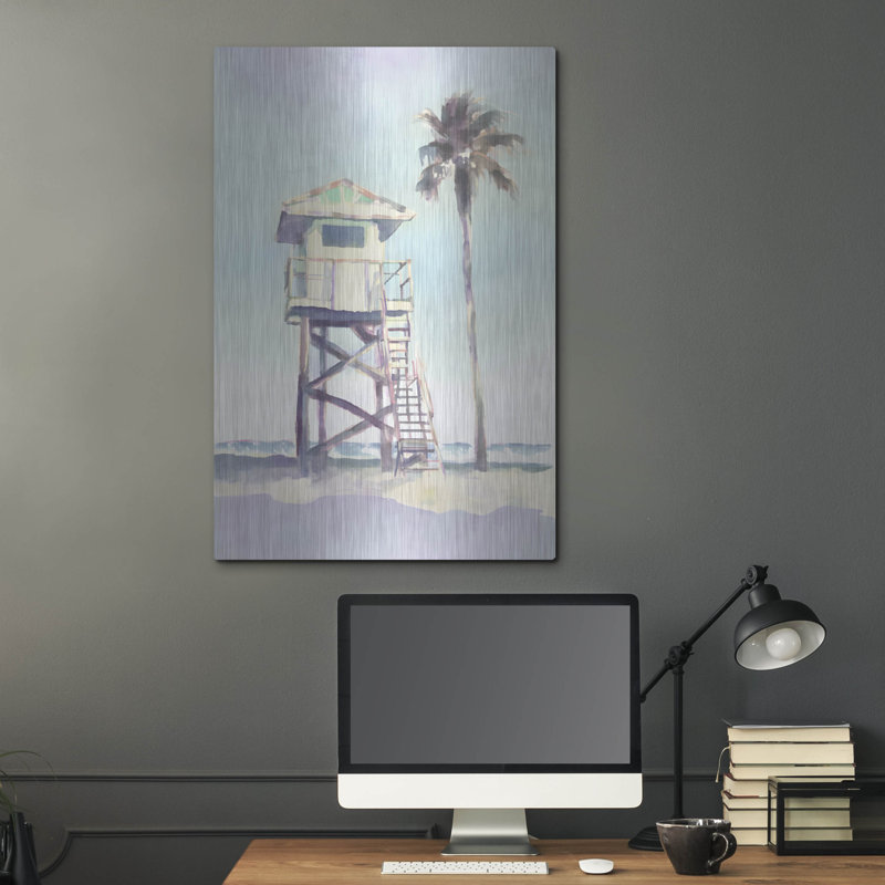 Boho Beachy Lifeguard Stand 1 'par Petals Prints Design, art mural en métal, H 36 po x l 24 po