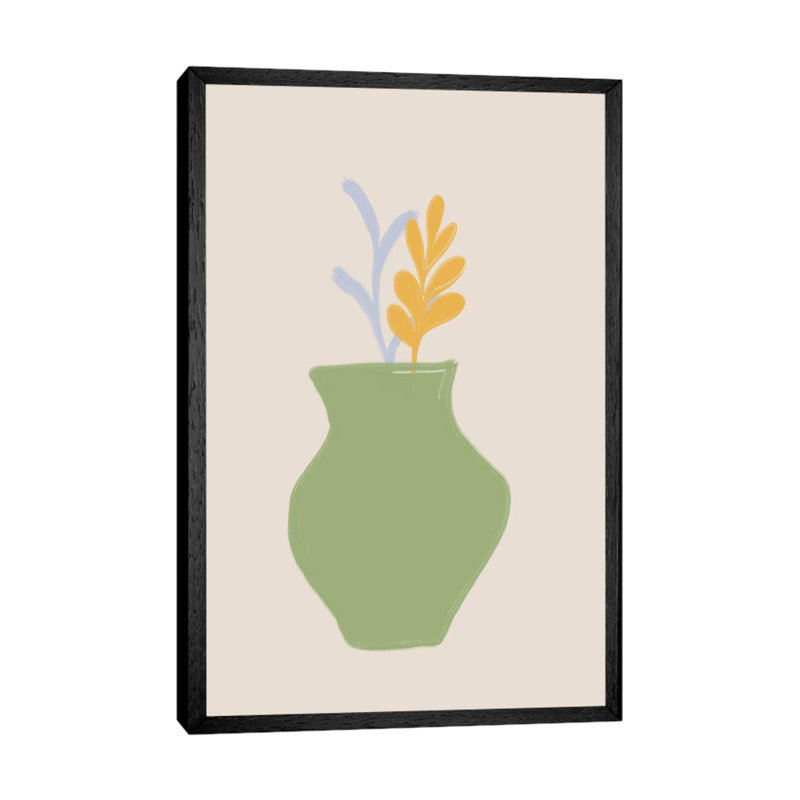 Green Scandi Vase 1 Piece Wall Art on Canvas, 101.6 cm H x 66.04 cm W, Black Floater Frame