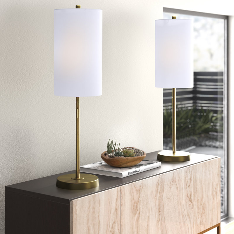 Kelci Metal USB Buffet Lamp, White, Gold Plated