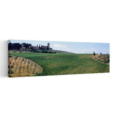 Vignobles et oliveraie à l'extérieur de San Gimignano, Toscane, Italie, architecture contemporaine abstraite, art mural