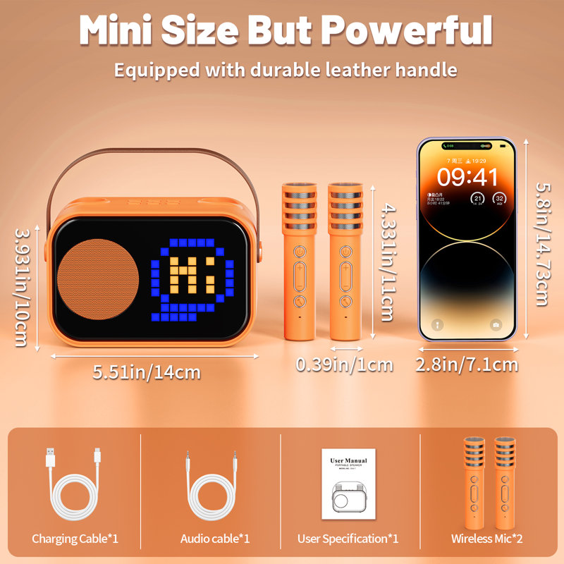 Mini Karaoke Machine Bluetooth Speaker Home Party Singing Machine For Birthdays/xmas  Gift Portable And Lightweight  Audio Support Tf/usb Connected