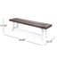 Banc en bois brun foncé au fini sablé foncé, structure en métal rustique blanc, longueur de 63 po pour structure d'extérieur, arrangement long