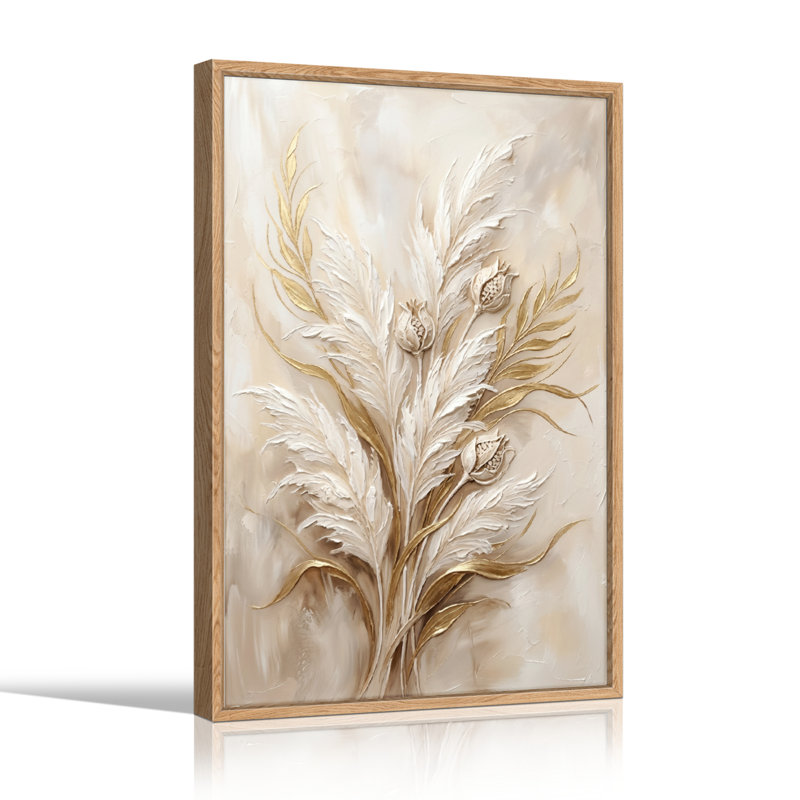 Ensemble de 1 tableau mural sur toile or plume, 48"H x 32"W, Natural