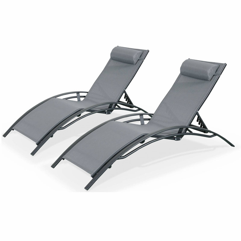Sebastien 160cm Long Reclining Chaise Lounge Set, Anthracite, Grey