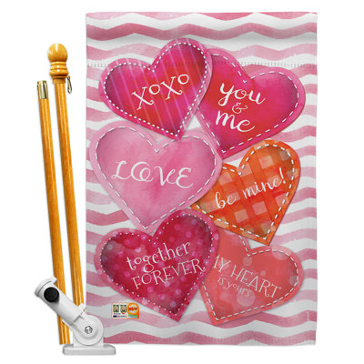 Double Sided 40'' H x 28'' W Polyester Valentine's Day Flag Set