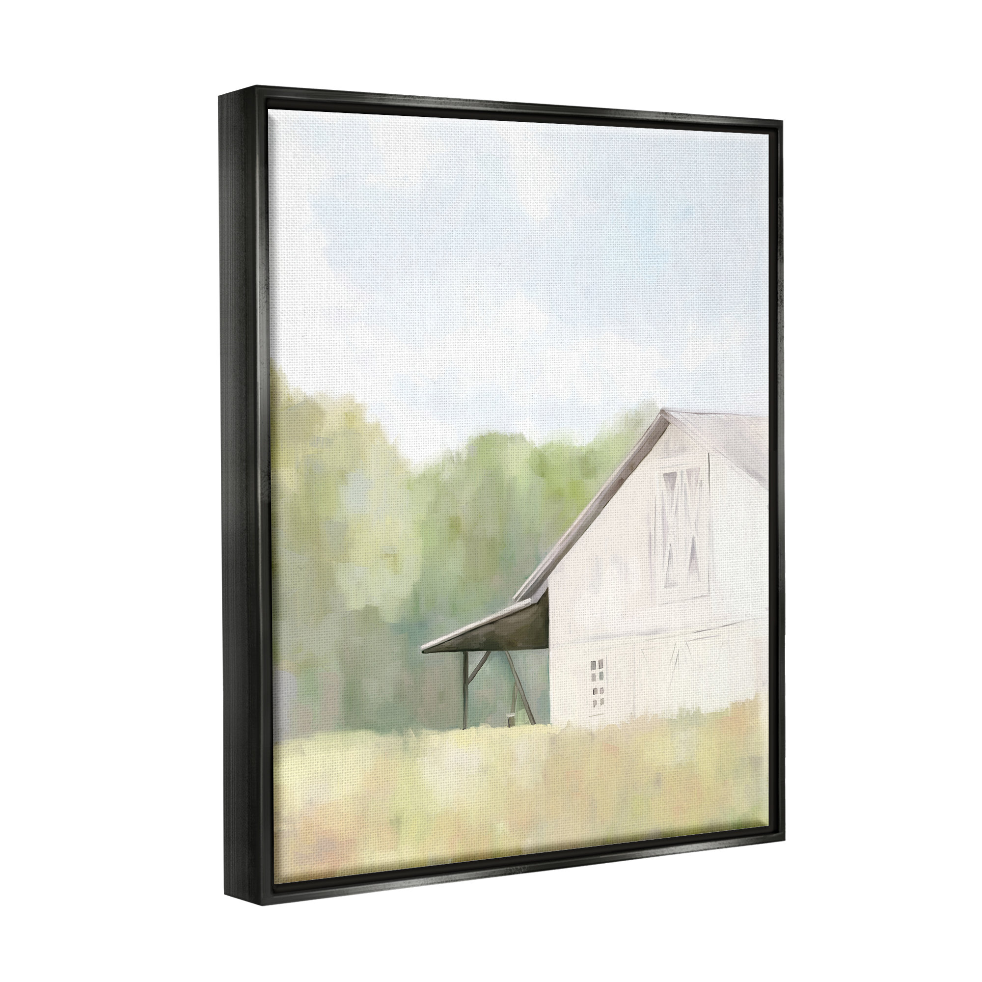 August Grove Country Barn Landscape Framed Floater Canvas Wall Art ...