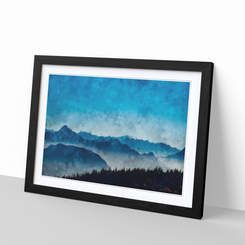 Fog Between the Mountains - Framed Print, 33cm H x 45cm W x 2cm D, Black Framed