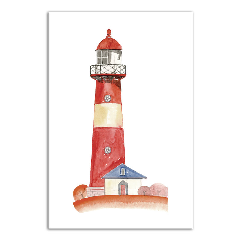 Phare rouge sur toile, H 36 po x l 24 po x P 1,25 po