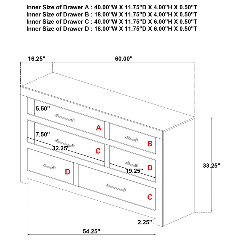 Magee 4-Piece Queen Bedroom Set Light Oak, Queen, 4 Pcs: Bed, Dresser, Mirror, Nightstand