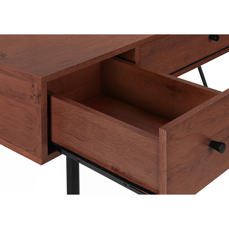 Bureau d'ordinateur moderne avec tiroirs de rangement pour le bureau personnel et les espaces de travail pour ordinateur portable.