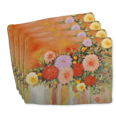 Colorful Abstract Floral Placemats Set of 4 | Home Decor