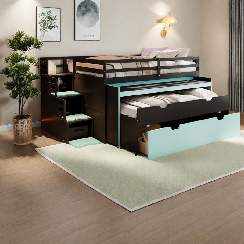 Lits multifonctionnels avec rangement, loft moderne en bois aggloméré pour petites pièces