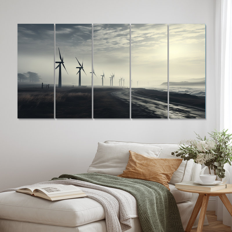 Wind Turbines Whispers II - Wind Turbines Wall Art Print - 5 Equal Panels