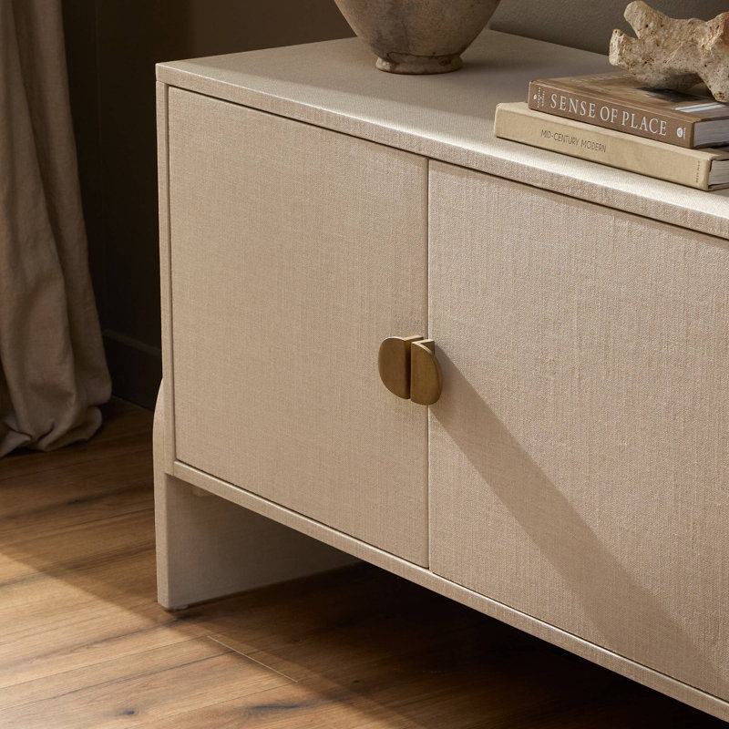 Cressida Media Console-Ivory Painted Linen, Ivory Painted Linen