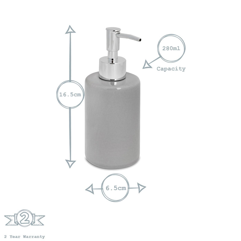 Harbour Housewares - Ceramic Soap Dispenser - 280ml, Grey