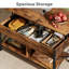 Grande table basse extensible à plateau relevable Sparta avec rangement et roulettes interchangeables, table basse carrée pour le salon  -88672349