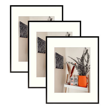  Frametory 16x20 Frame Set of 3, matted to display 11x14  Picture with Ivory Mat or 16 by 20 Photo Without Mat, Rustic Style Collage  Frame(Grey)