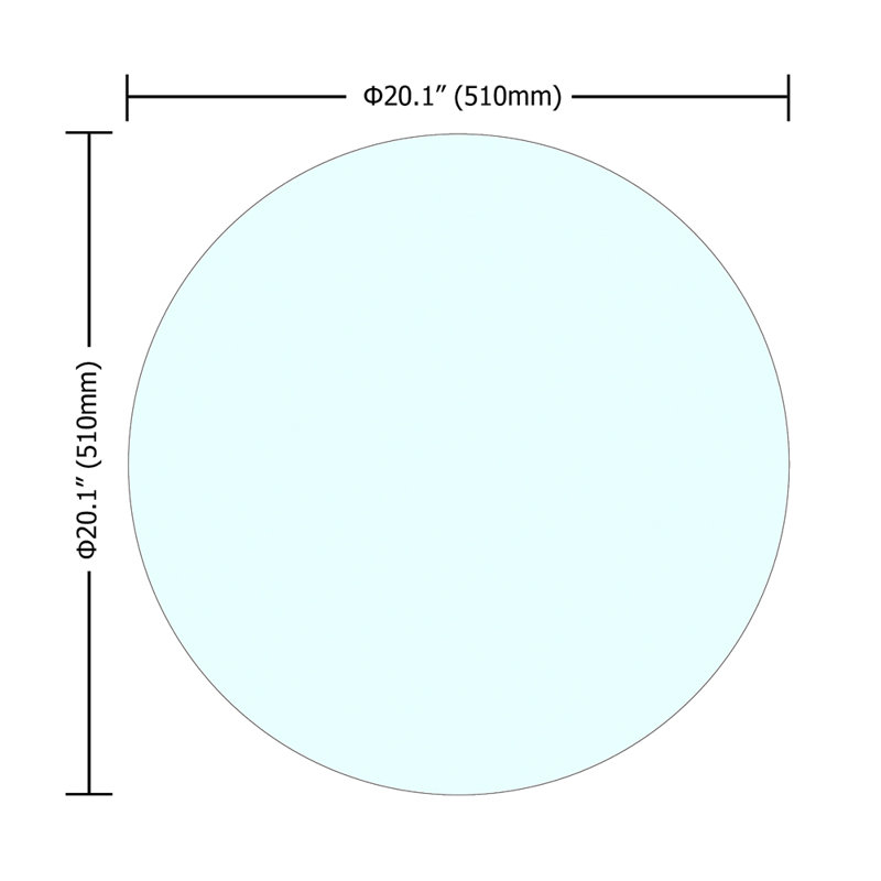 Plateau de table rond en verre trempé de 20 po, verre transparent, bord plat de 1/4 po d'épaisseur poli (seulement le plateau)