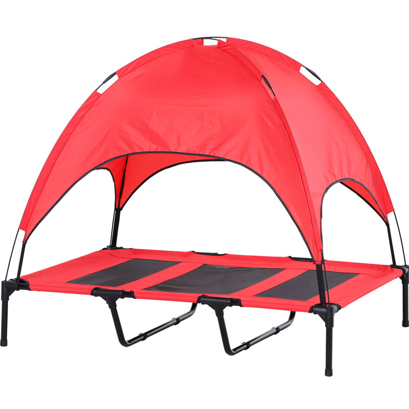 Lit de camp portatif moderne pour chien avec auvent, conception à circulation d'air, filet à haute densité, pour lit de chien de grande taille, structure légère et respirante, amis canins