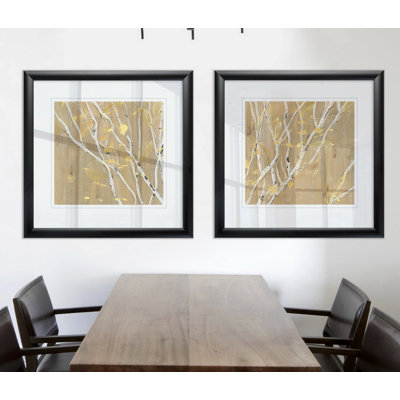 « bouleau en bois i », ensemble de 2 reproductions de peintures encadrées