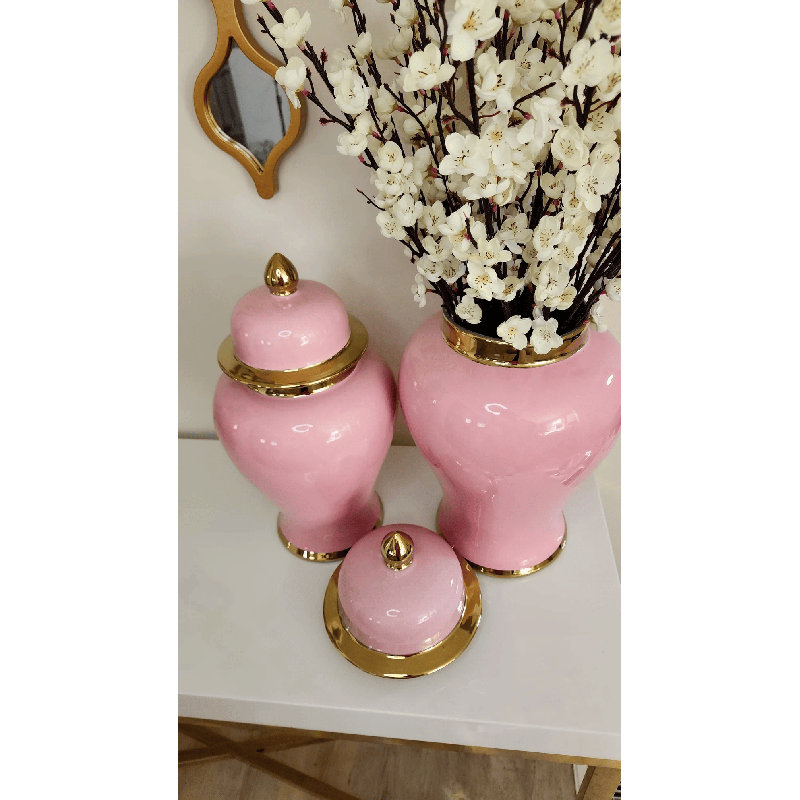 Pot Lux rose et gingembre doré, H 14,96 po x l 11,8 po x P 11,8 po