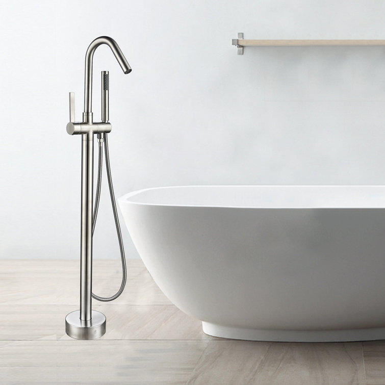 Single Handle Floor Mounted Tub Filler Trim with Handshower