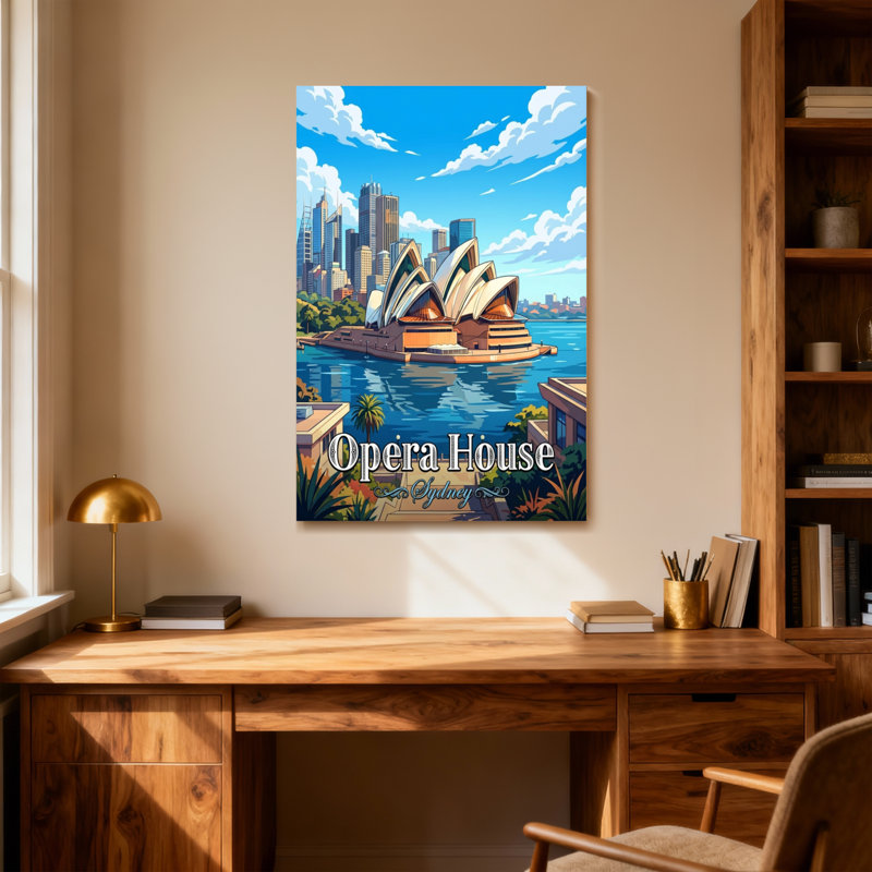 Scénario et paysages urbains de l'Opéra de Sydney, H 18 po x l 12 po