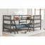 Lit superposé simple en forme de L peu encombrant, gris doux en bois massif, conception séparable pour les chambres familiales et les soirées invités