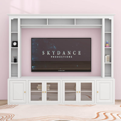 Meuble télé 4 pièces avec bibliothèque et meuble télé moderne avec tablettes réglables