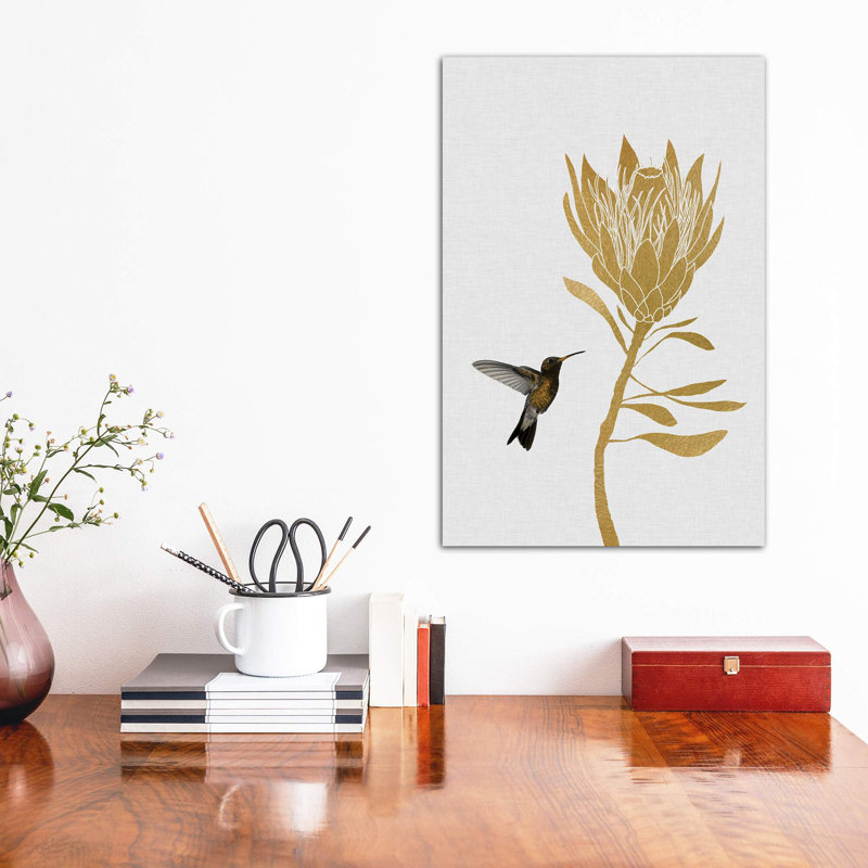 Hummingbird & Flower II by Orara Studio - Wrapped Canvas Painting, 30.48 cm H x 45.72 cm W