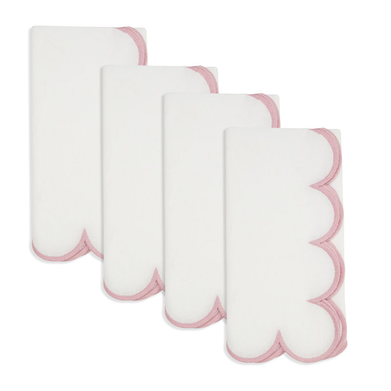 Paddock 100% Cotton Rectangle Napkin, White/Pink