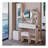 Full Body Mirror Cabinet + Round Mirror LED Vanity Table + Cushioned Stool, With 2 AC + 2 USB Power Station,17" Diameter LED Mirror, Touch Control, 3-Color, Brightness Adjustable, Large Desktop-1083313654