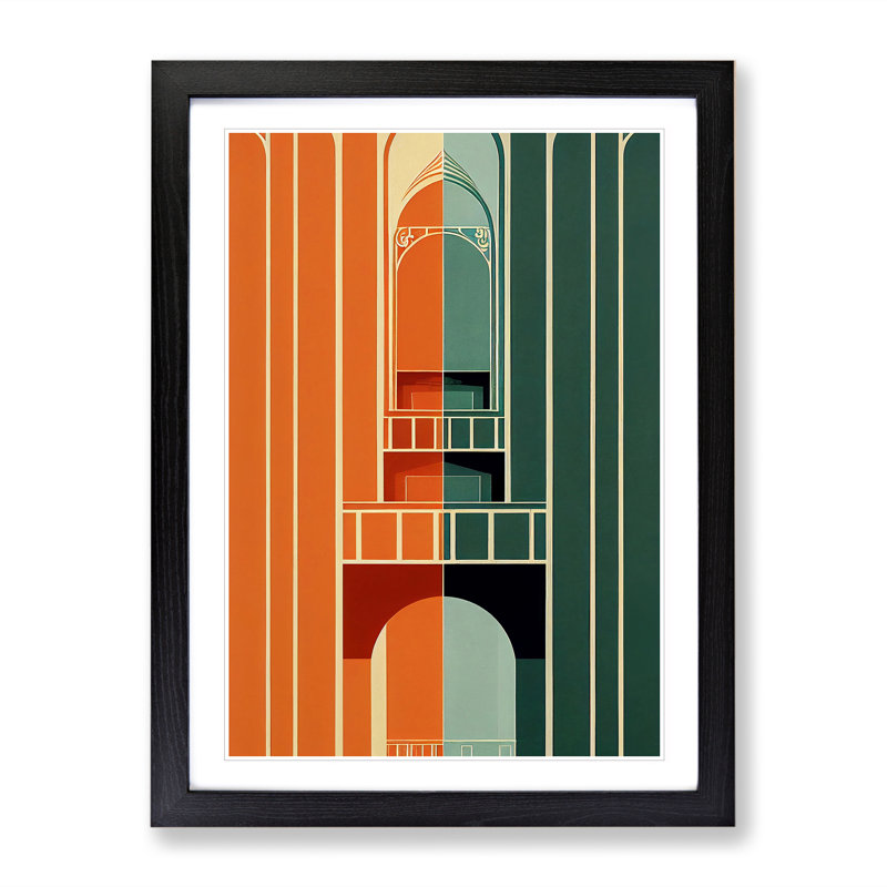Art Deco Architecture No.4 - Single Picture Frame Print, Black Framed, 64cm H x 46cm W x 2cm D