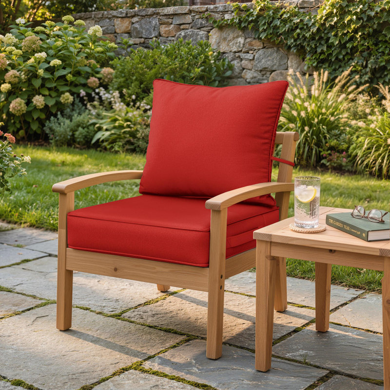 Ensemble de coussins de siège d'extérieur Wynee, 4", Rouge, 19" W x 19" D