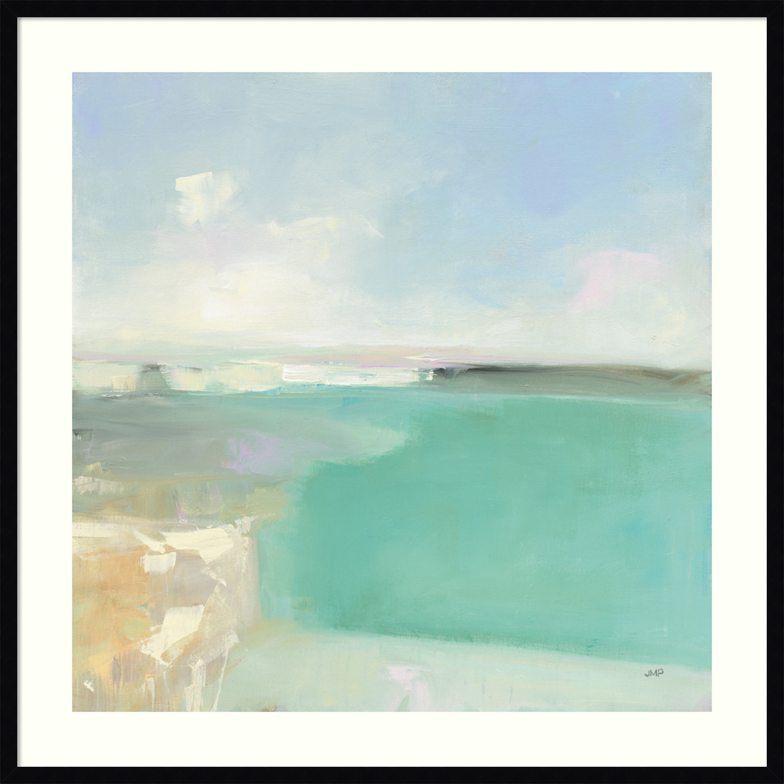Summer Coastline by Julia Purinton, Black Framed Paper, 19" H x 19" W