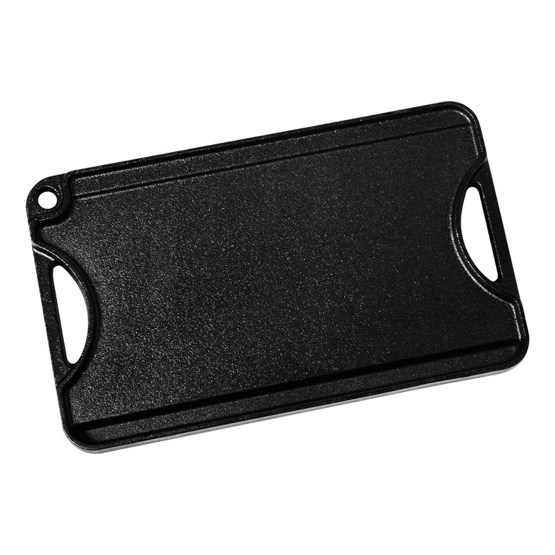 Plaque de cuisson réversible en fonte noire de 14 x 8,5 pouces, pré-culottée pour une cuisson avec une bonne répartition de la chaleur et une préparation de repas polyvalente