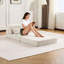 Canapé d'angle modulaire convertible avec oreiller intégré, revêtement en molleton blanc à motifs circulaires, sans assemblage, rembourrage haute résilience, mousse à mémoire de forme haute densité, à monter soi-même.-765511302-765511324