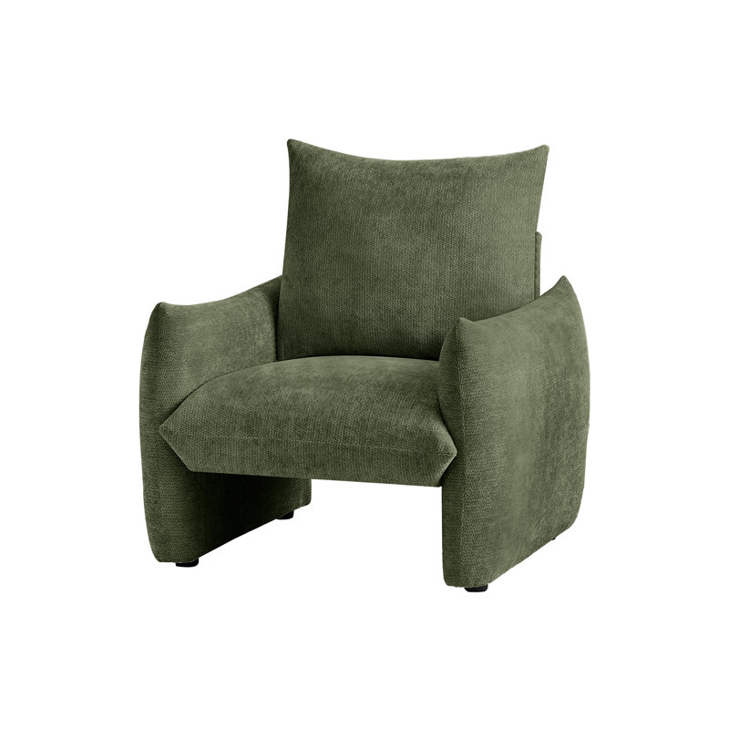 Fauteuil d'appoint rembourré Modern Chenille, Vert