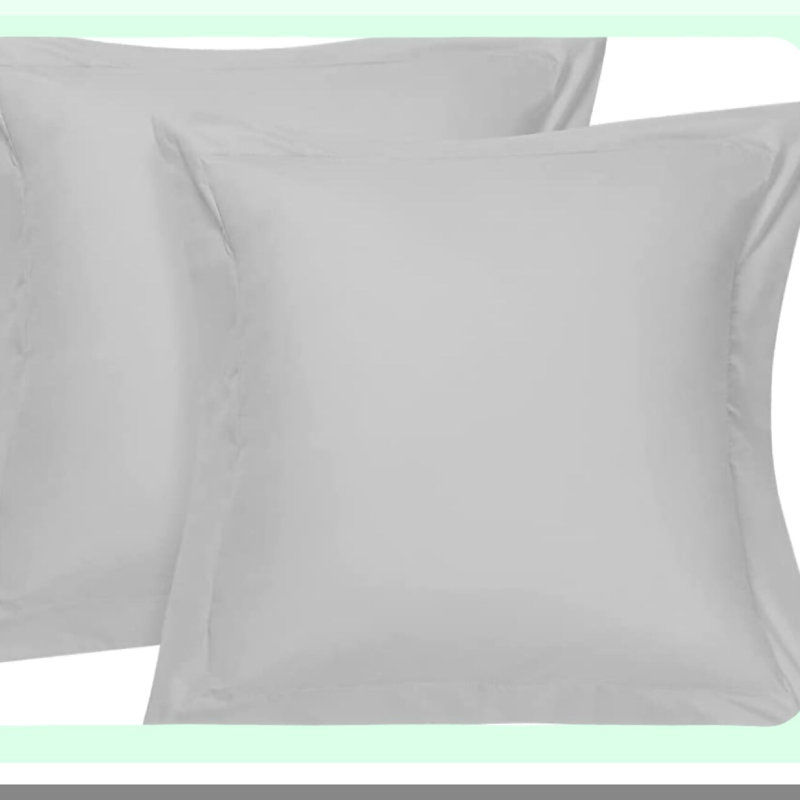 Luxury Silver Euro Pillow Shams Set - 1000TC Premium Natural Cushion Covers - Set of 2 European Pillow Shams 28x28 - Elegant Euro Size Pillow Cover