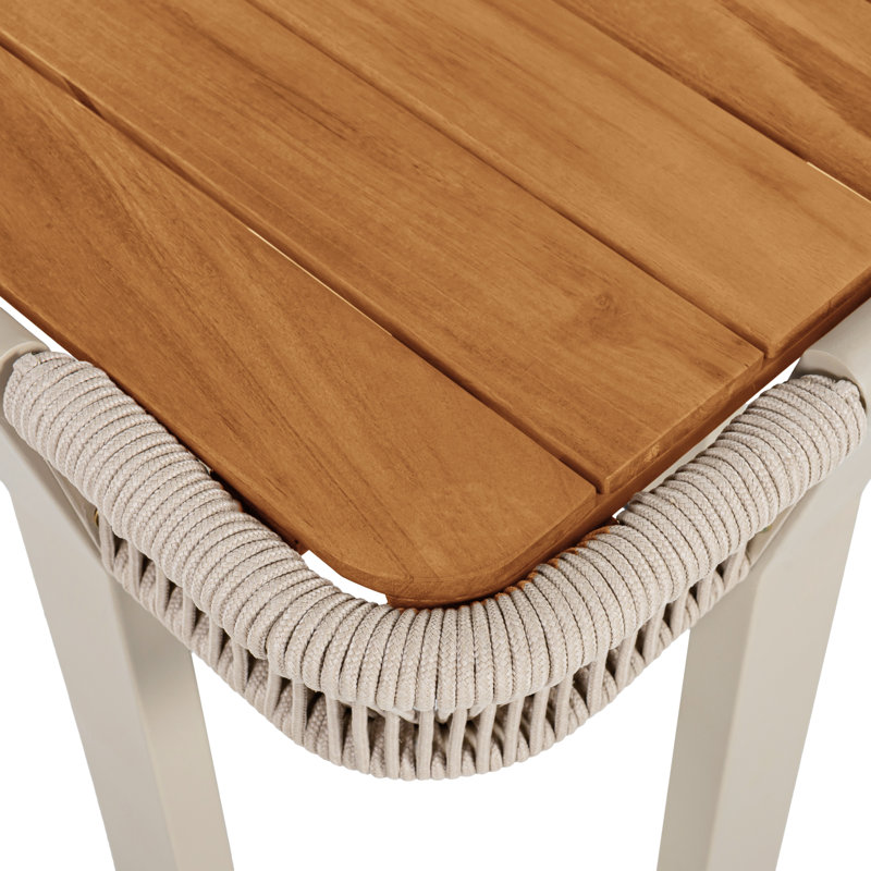 Tables de patio robustes de 120 lb, bois d'acacia et métal, patio moderne et compact